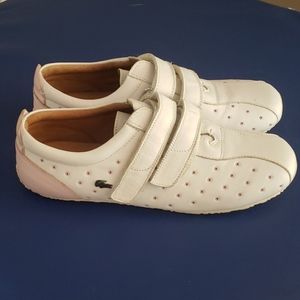 Women's Lacoste Sneakers Velcro Strap - White Pink